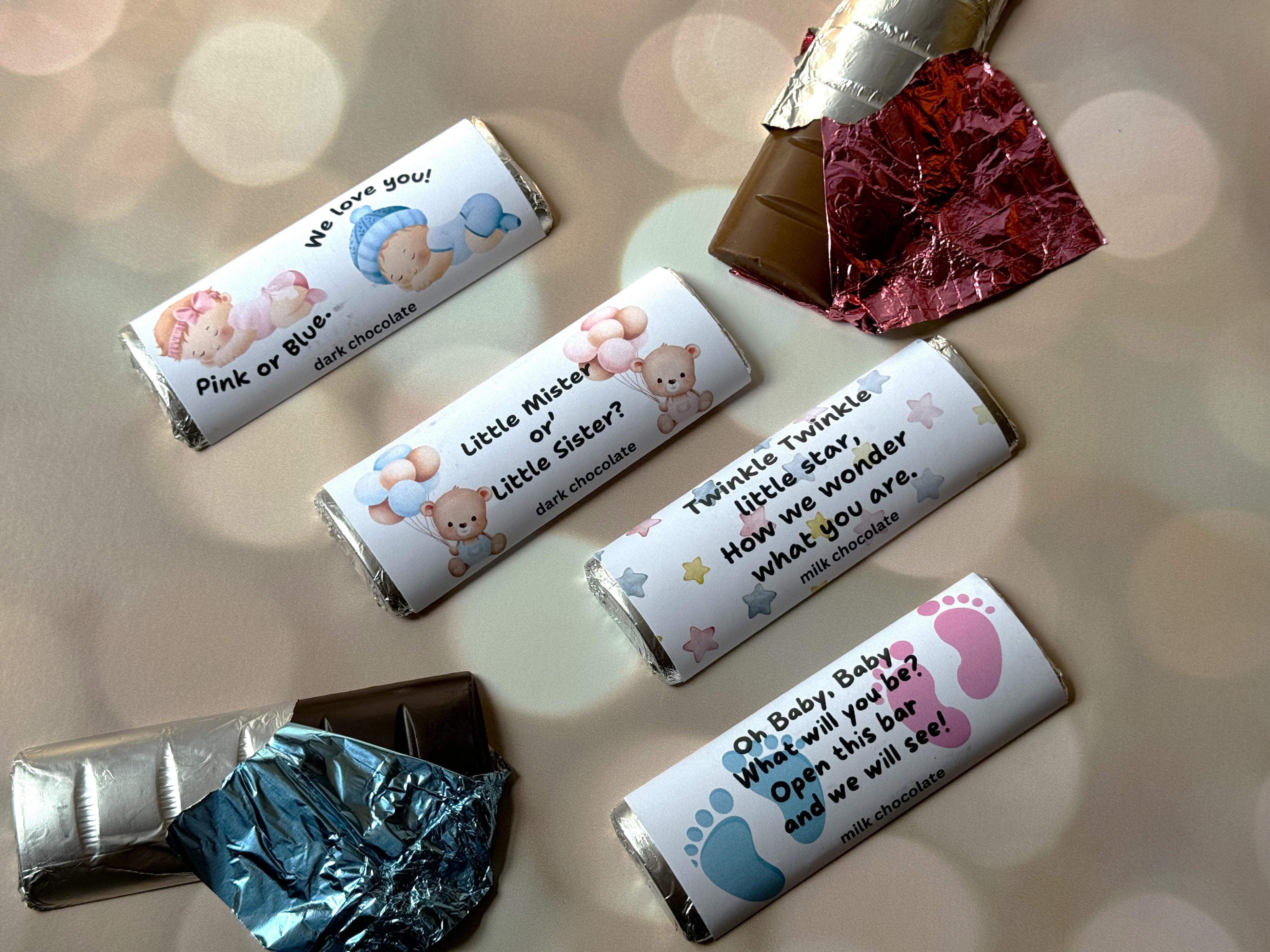 Gender Reveal Bars – Snowflake Chocolates - Main Image
