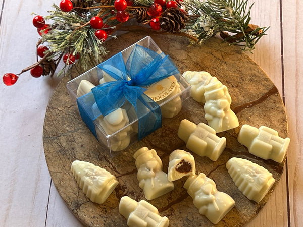 White Chocolate Mini's filled with Milk Chocolate Mousse