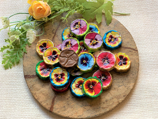 Foil Wrapped Pansies ( milk chocolate)